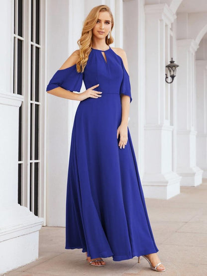 Numbersea Cold Shoulder Bridesmaid Dresses A-Line Long Formal Evening Gowns 28074-numbersea