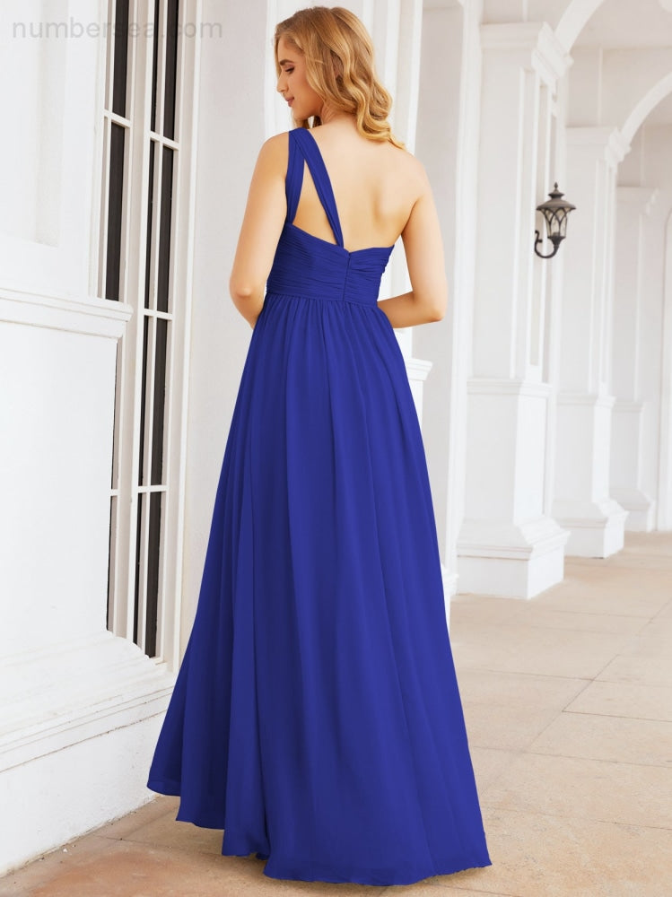 Numbersea One Shoulder Bridesmaid Dresses Long Maxi Formal Evening Party Prom Gowns 28061-numbersea