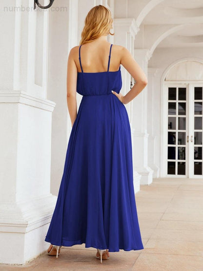 Numbersea Halter Long Bridesmaid Dresses Formal A line Juniors Dress 28029-numbersea