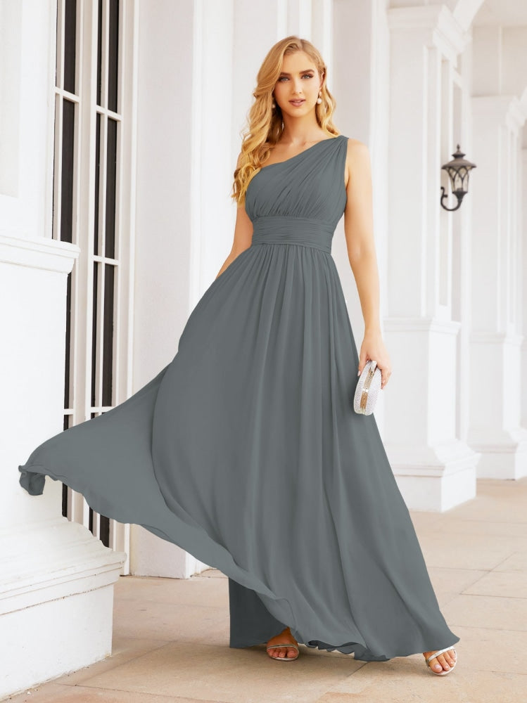 Numbersea One Shoulder Bridesmaid Dresses Long Maxi Formal Evening Party Prom Gowns 28061-numbersea