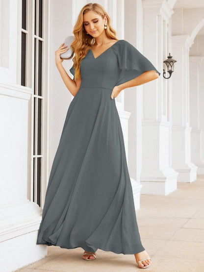 Numbersea Bridesmaid Dresses for Wedding Formal Evening Party Prom Gown with Cape 28050-numbersea