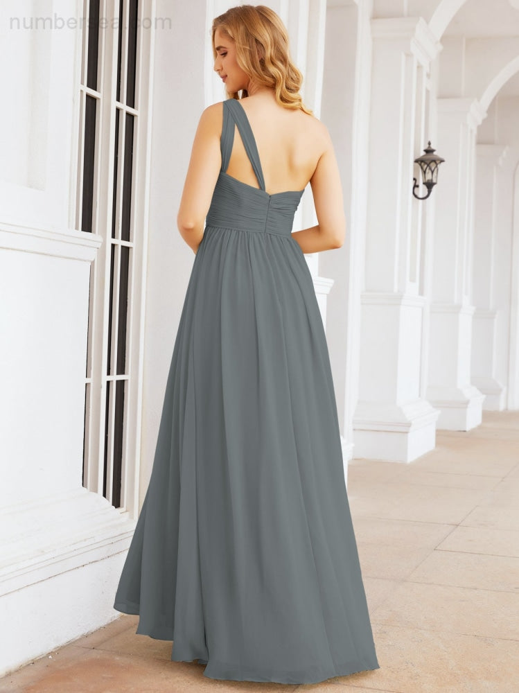 Numbersea One Shoulder Bridesmaid Dresses Long Maxi Formal Evening Party Prom Gowns 28061-numbersea