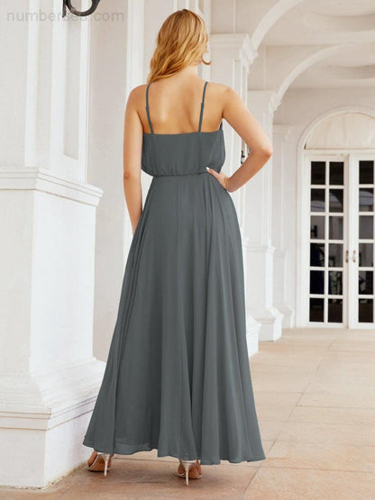 Numbersea Halter Long Bridesmaid Dresses Formal A line Juniors Dress 28029-numbersea