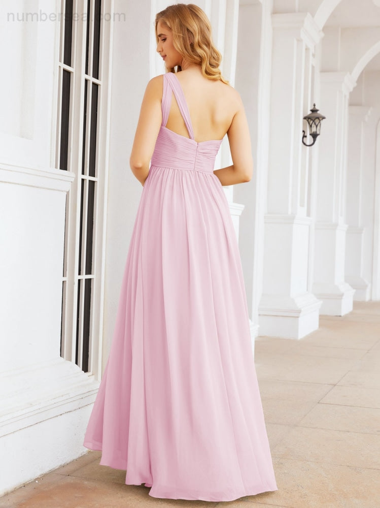 Numbersea One Shoulder Bridesmaid Dresses Long Maxi Formal Evening Party Prom Gowns 28061-numbersea