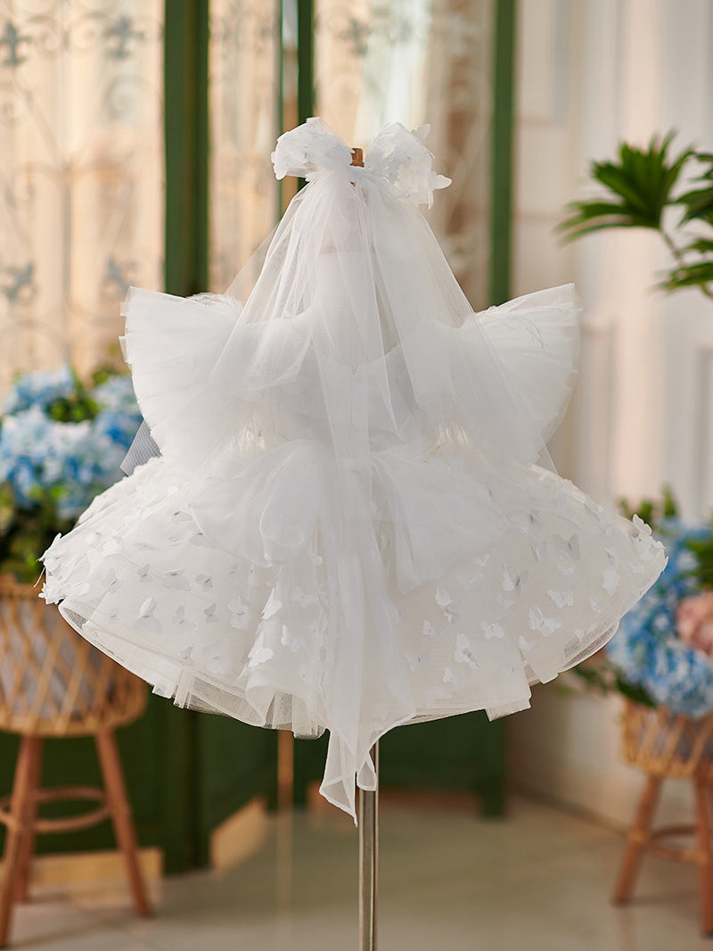 Tulle Knee-length Birthday Party Baby Girl Dress