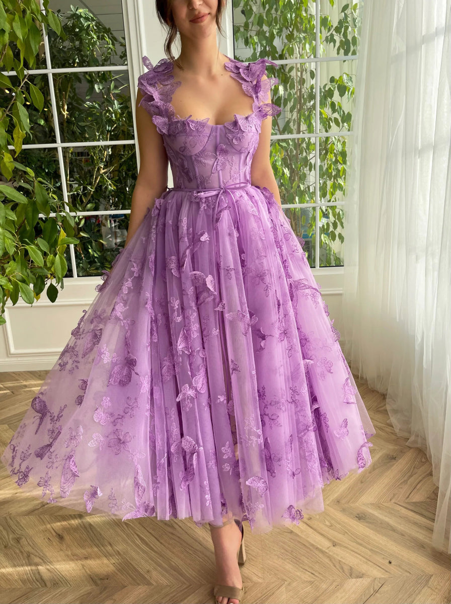 NumberSea - 3D Butterfly Lace Appliques Prom Dresses for Women Tulle Wedding Dress Long Ball Gown