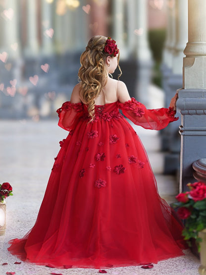 NumberSea - 3D Flower Princess Ball Gown Flower Girl Dresses