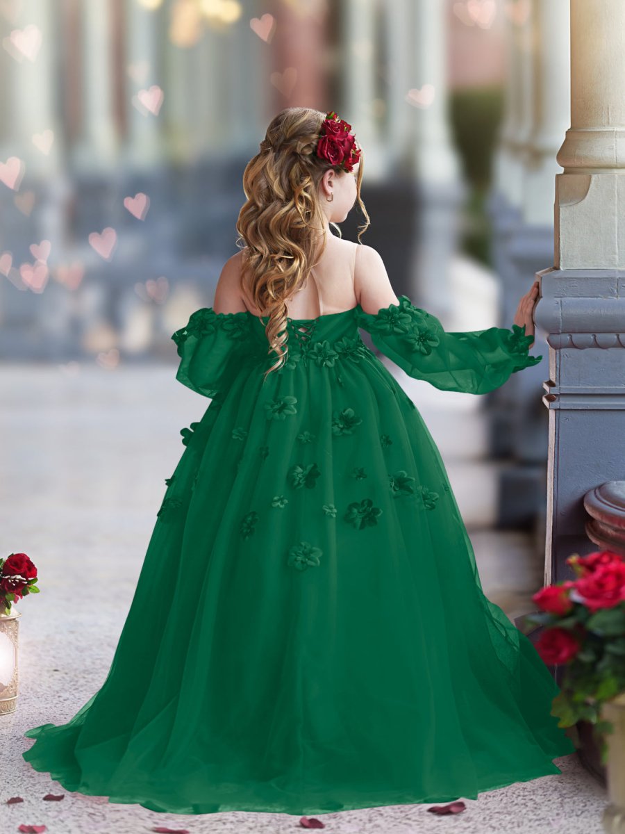 NumberSea - 3D Flower Princess Ball Gown Flower Girl Dresses