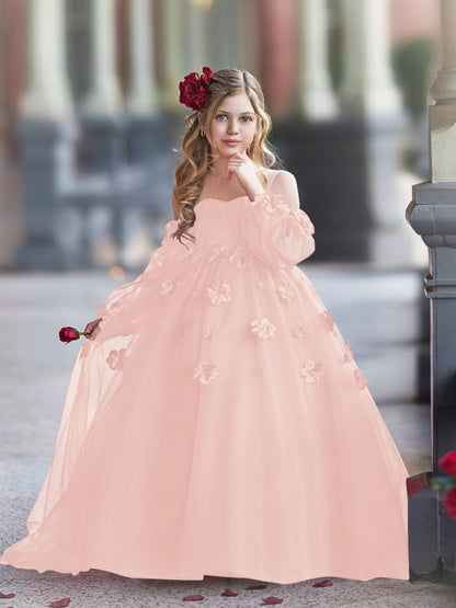 NumberSea - 3D Flower Princess Ball Gown Flower Girl Dresses