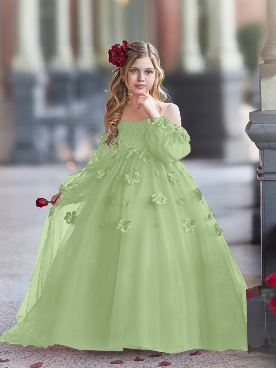 NumberSea - 3D Flower Princess Ball Gown Flower Girl Dresses