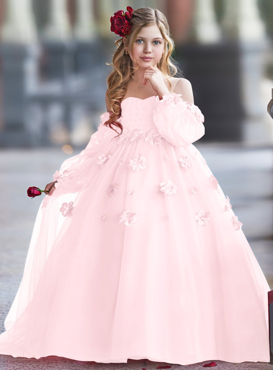 NumberSea - 3D Flower Princess Ball Gown Flower Girl Dresses