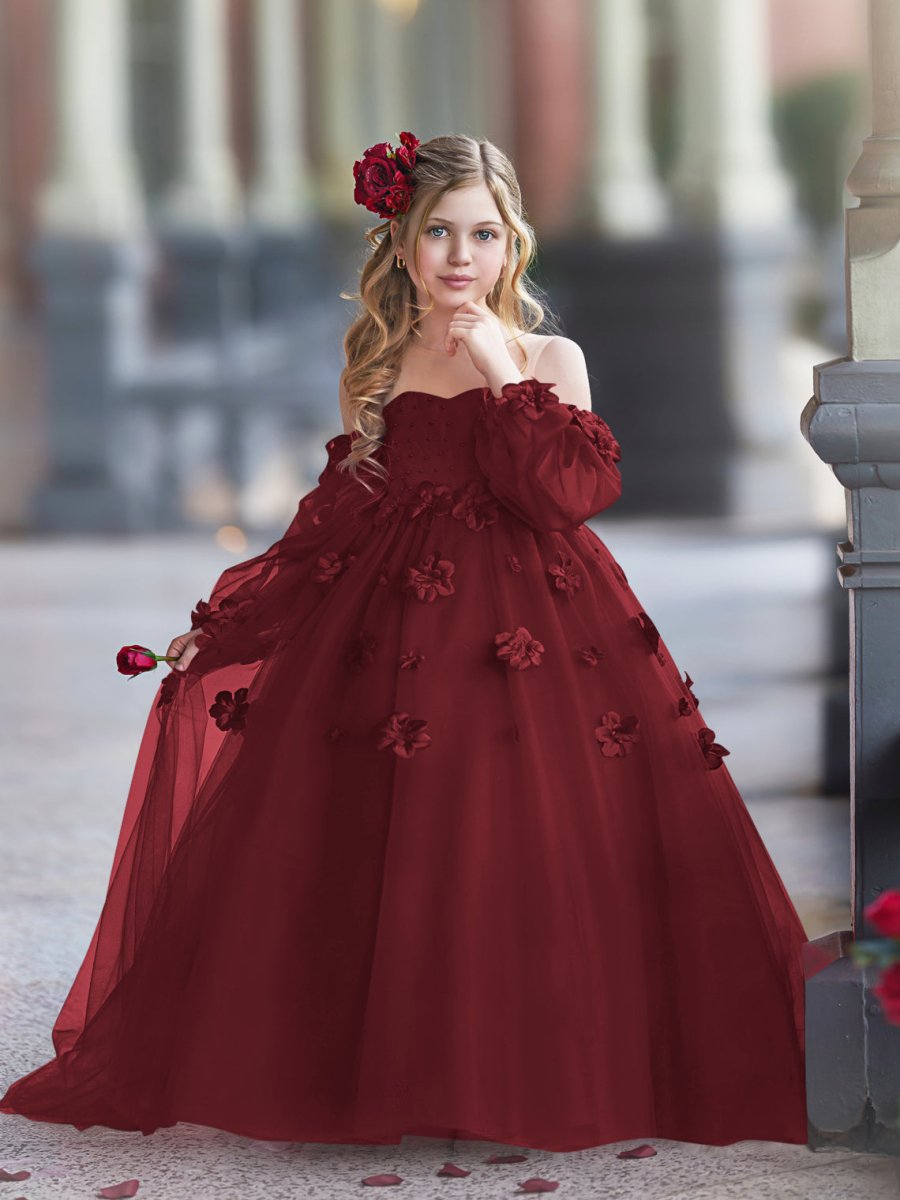 NumberSea - 3D Flower Princess Ball Gown Flower Girl Dresses