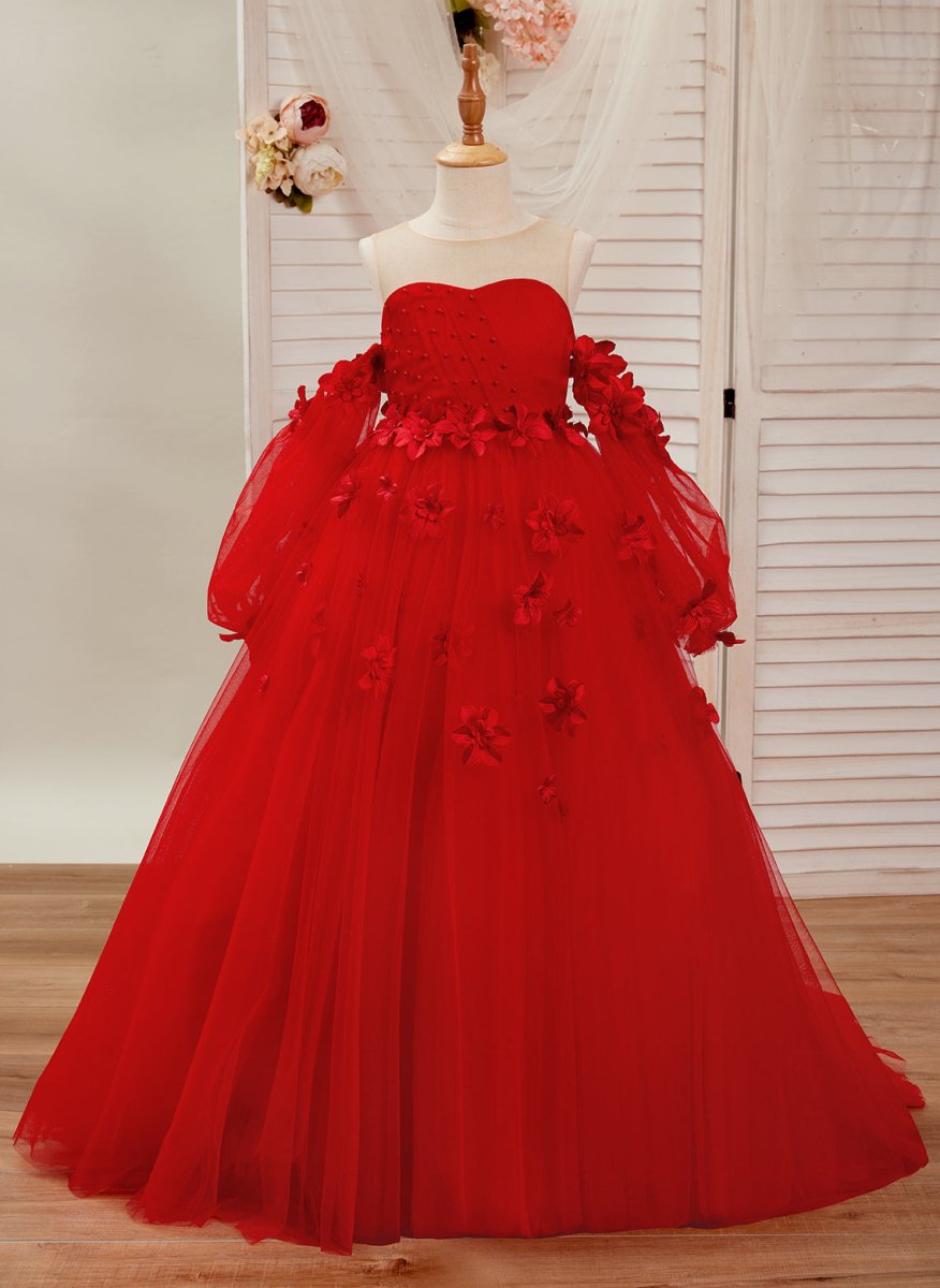 NumberSea - 3D Flower Princess Ball Gown Flower Girl Dresses