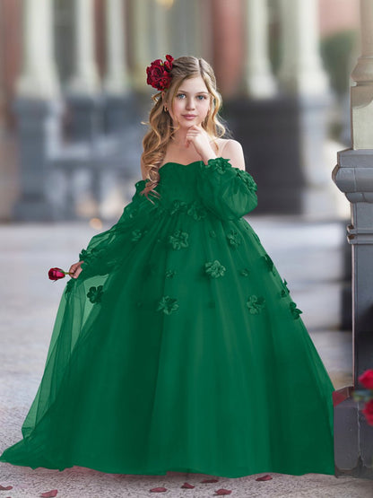 NumberSea - 3D Flower Princess Ball Gown Flower Girl Dresses