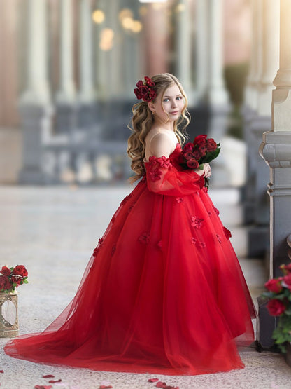 NumberSea - 3D Flower Princess Ball Gown Flower Girl Dresses