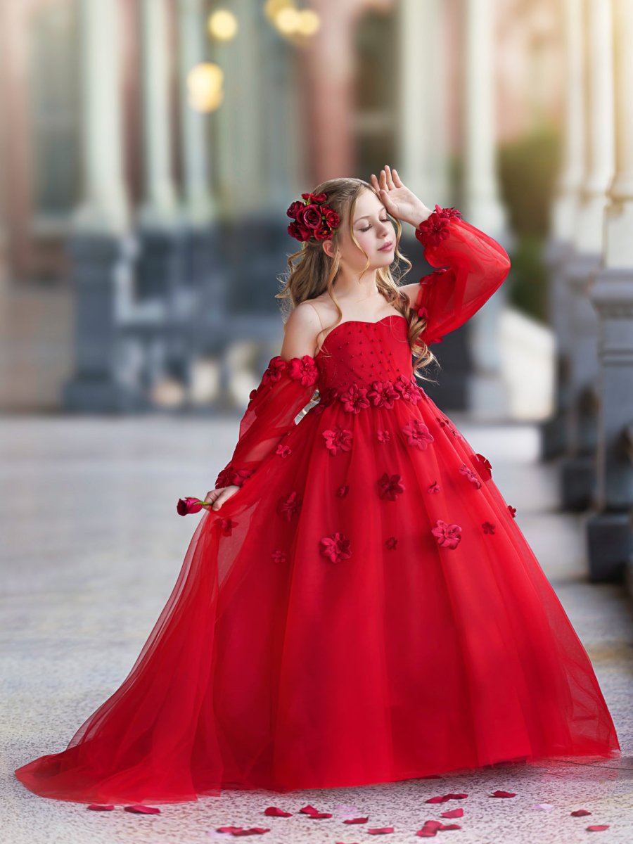 NumberSea - 3D Flower Princess Ball Gown Flower Girl Dresses