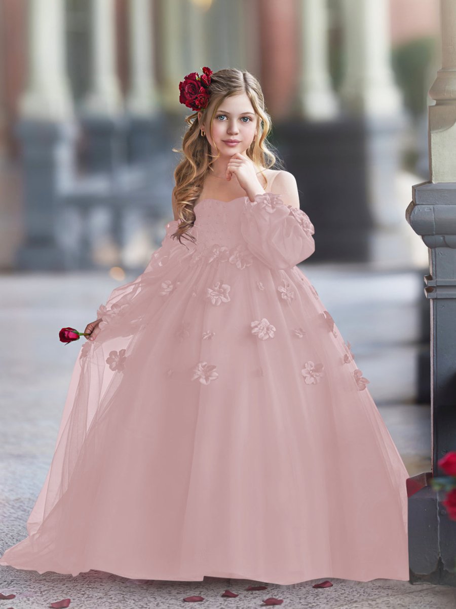 NumberSea - 3D Flower Princess Ball Gown Flower Girl Dresses