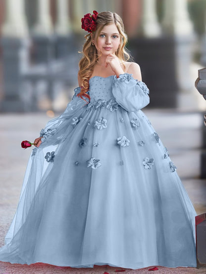 NumberSea - 3D Flower Princess Ball Gown Flower Girl Dresses