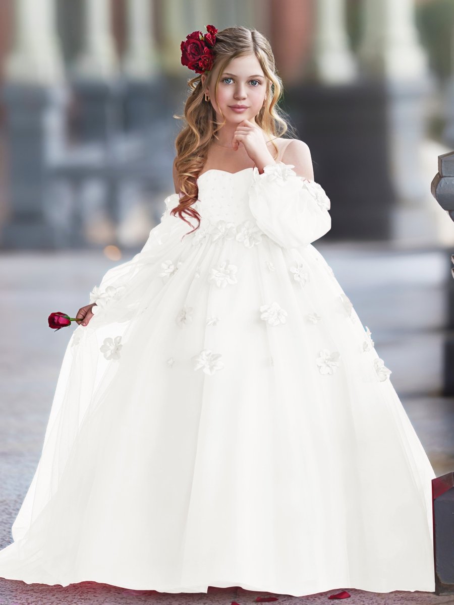 NumberSea - 3D Flower Princess Ball Gown Flower Girl Dresses