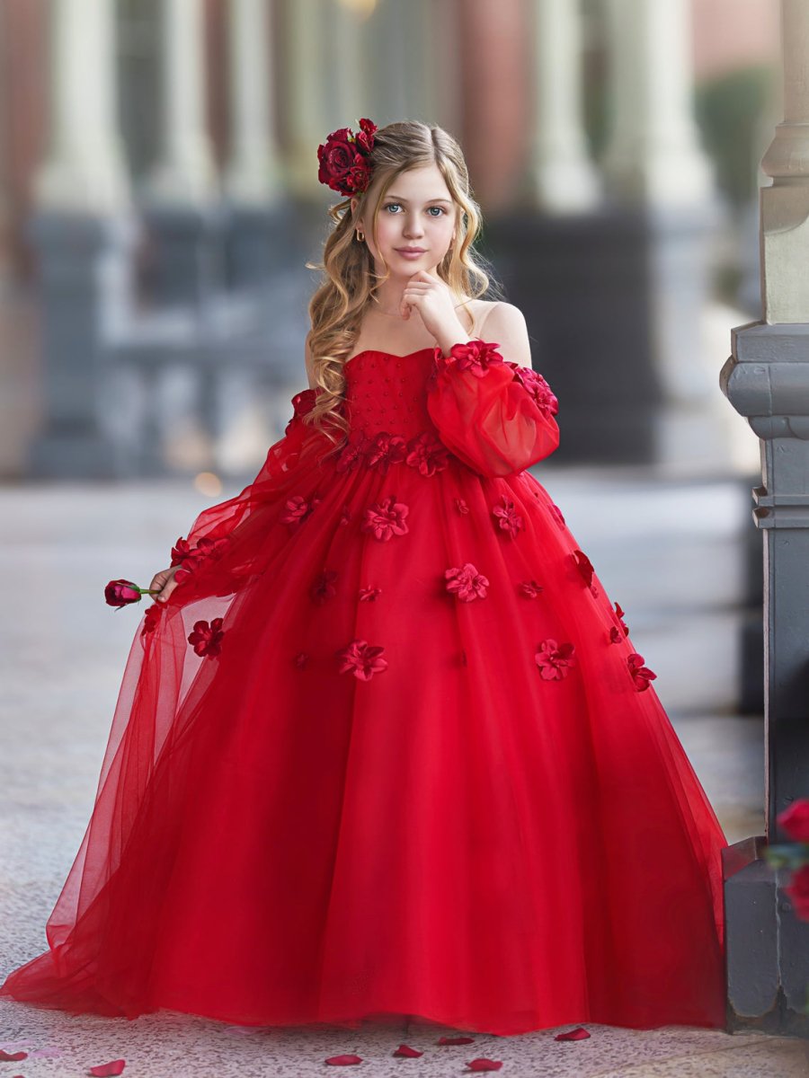 NumberSea - 3D Flower Princess Ball Gown Flower Girl Dresses