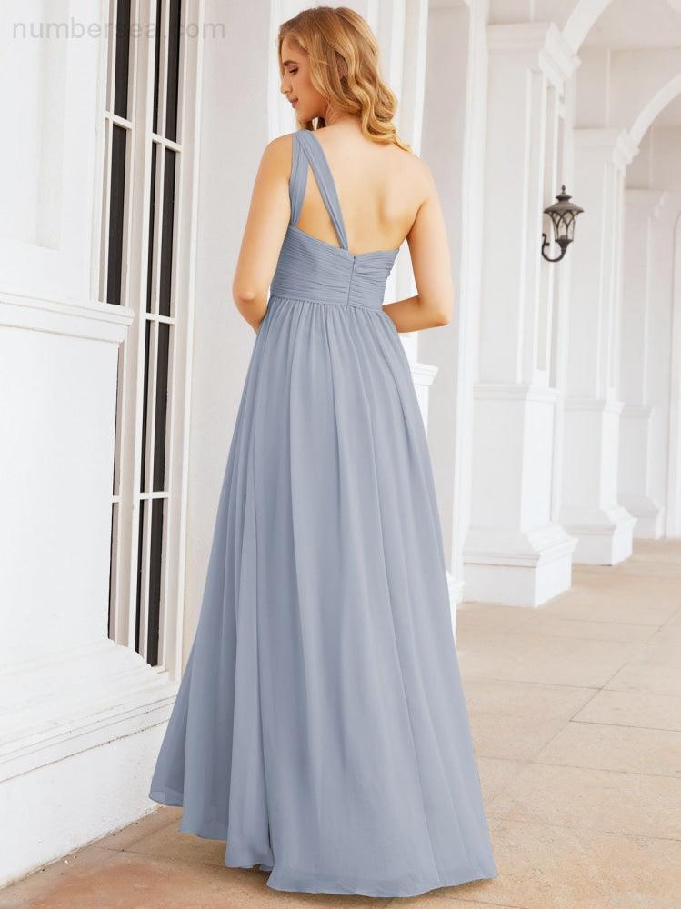 Numbersea One Shoulder Bridesmaid Dresses Long Maxi Formal Evening Party Prom Gowns 28061-numbersea