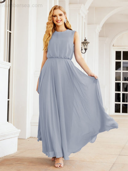 Numbersea Sleeveless Long Bridesmaid Dress A line Formal Evening Prom Gown 28025-numbersea