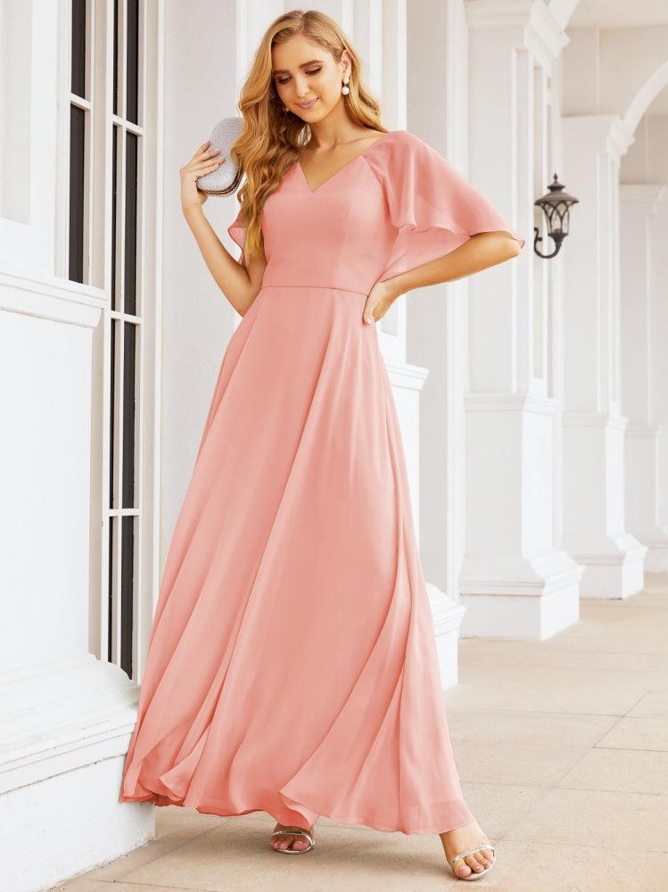 Numbersea Bridesmaid Dresses for Wedding Formal Evening Party Prom Gown with Cape 28050-numbersea