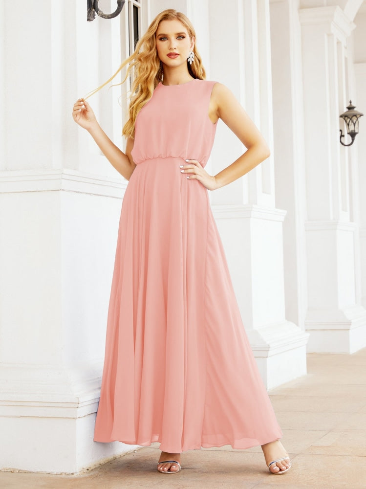 Numbersea Sleeveless Long Bridesmaid Dress A line Formal Evening Prom Gown 28025-numbersea