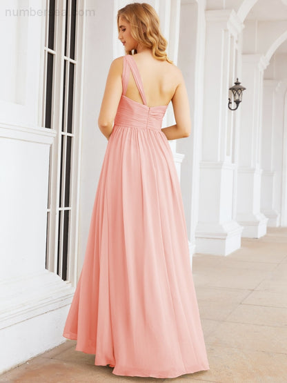 Numbersea One Shoulder Bridesmaid Dresses Long Maxi Formal Evening Party Prom Gowns 28061-numbersea