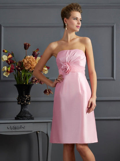 Sheath/Column Strapless Sleeveless Beading Short Taffeta Mother of the Bride Dresses