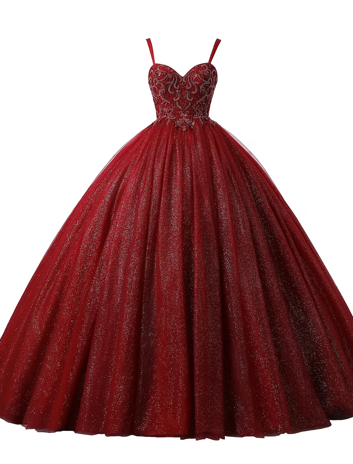 Ball Gown Prom Dresses Princess Dress Graduation Floor Length Sleeveless Spaghetti Strap Lace with Beading Appliques