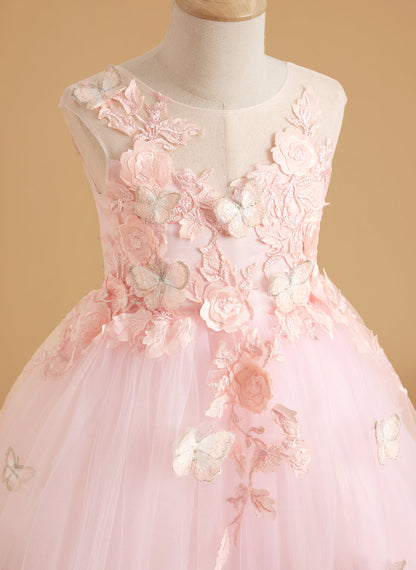 Serenity Princess Ball Gown with Lace Appliques and Butterfly Embellishments