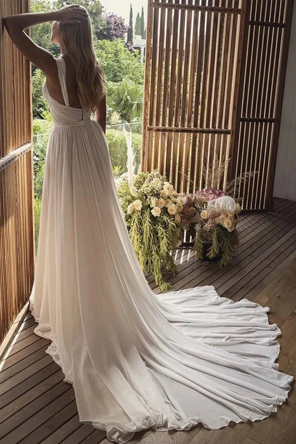 Wedding Dresses Bohemian A-Line Long Chiffon Sweetheart