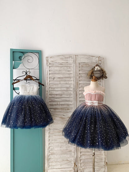 Stunning Blue Ombre Tulle Knee-length Girl Dress