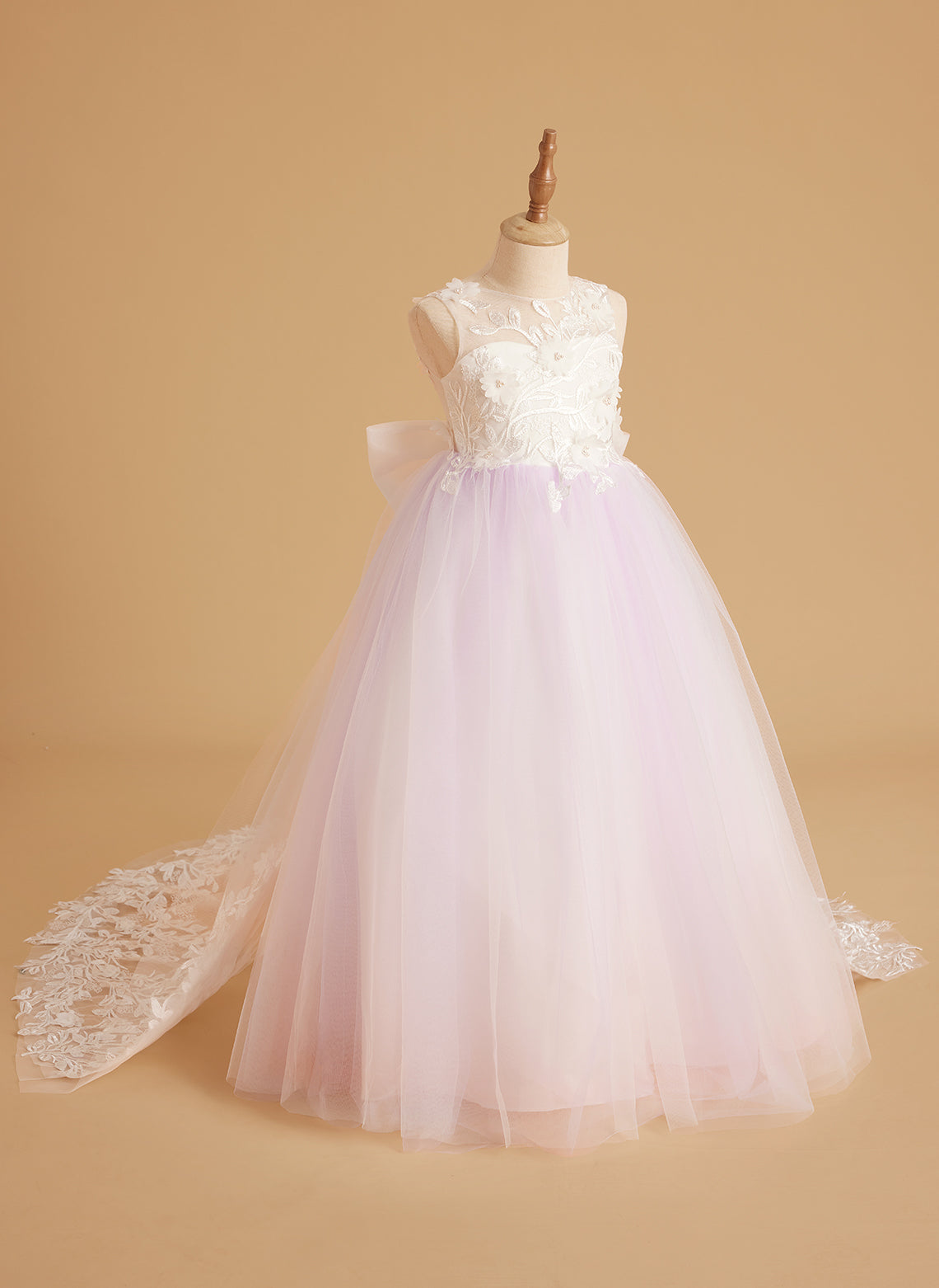 Dream Princess Sleeveless Lace and Tulle with Beading Flower Girl Dress