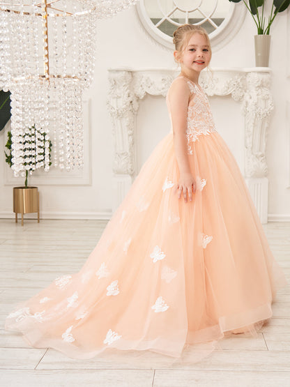 Elegant A-Line Princess Sleeveless Tulle Flower Girl Dress