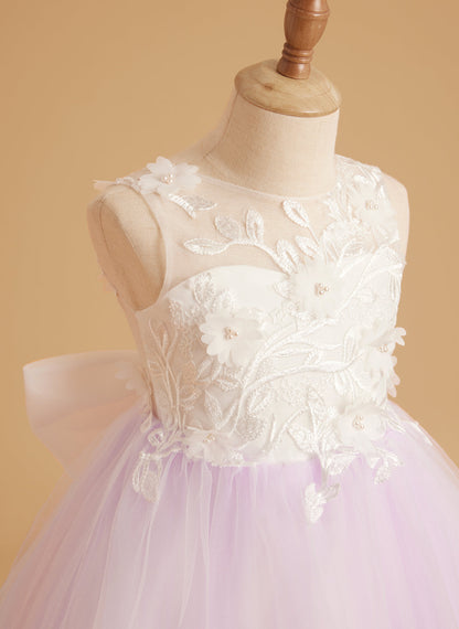 Dream Princess Sleeveless Lace and Tulle with Beading Flower Girl Dress