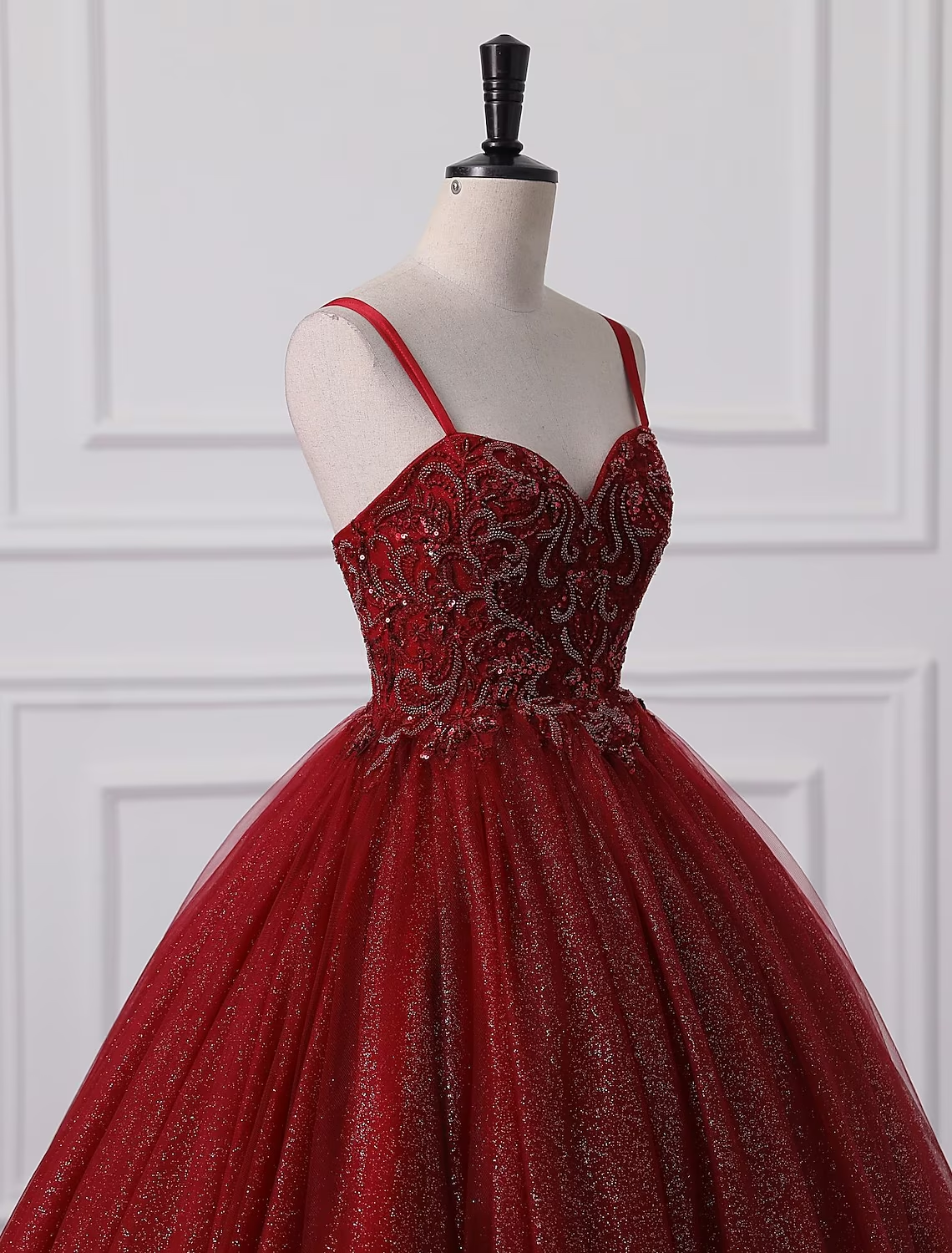 Ball Gown Prom Dresses Princess Dress Graduation Floor Length Sleeveless Spaghetti Strap Lace with Beading Appliques