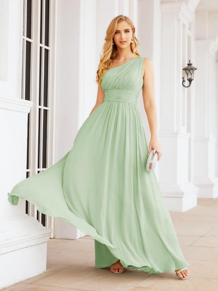 Numbersea One Shoulder Bridesmaid Dresses Long Maxi Formal Evening Party Prom Gowns 28061-numbersea