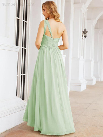 Numbersea One Shoulder Bridesmaid Dresses Long Maxi Formal Evening Party Prom Gowns 28061-numbersea