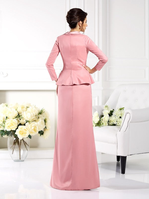 Sheath/Column Square Sleeveless Long Elastic Woven Satin Mother of the Bride Dresses