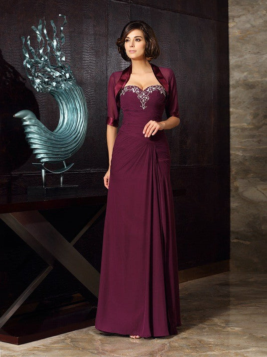 Sheath/Column Sweetheart Beading Sleeveless Long Chiffon Mother of the Bride Dresses