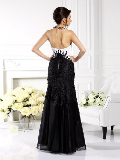 Trumpet/Mermaid Strapless Applique Sleeveless Long Tulle Mother of the Bride Dresses