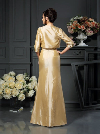 Sheath/Column Straps Bowknot Sleeveless Long Taffeta Mother of the Bride Dresses