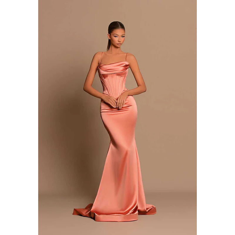 Spaghetti Straps Mermaid Long Prom Evening Formal Dress