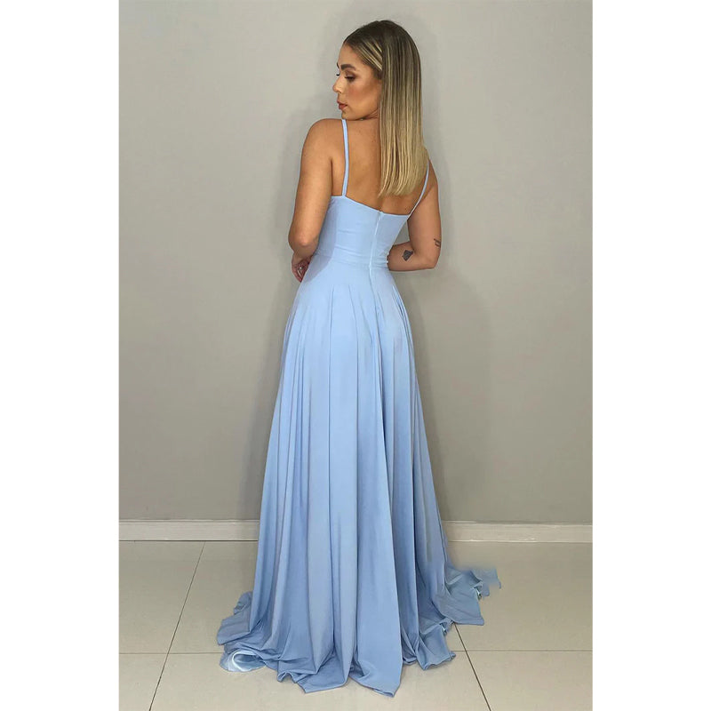 Spaghetti Straps Sweetheart Long Bridesmaid Dress Formal Gown