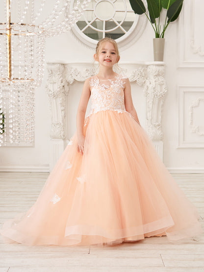 Elegant A-Line Princess Sleeveless Tulle Flower Girl Dress