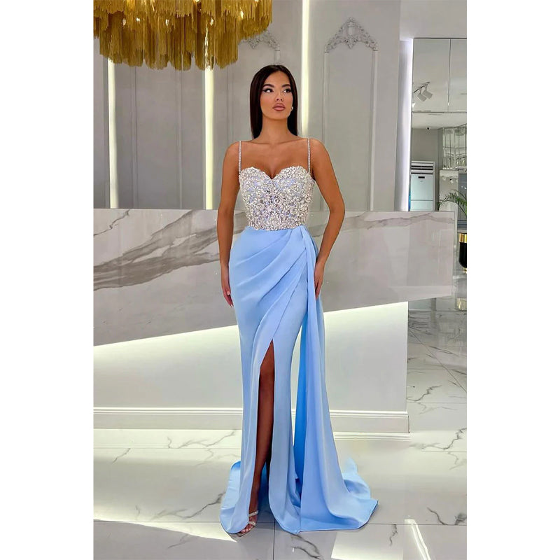 Sheath/column Sweetheart Straps Beaded Long Prom Dress Evening Gown