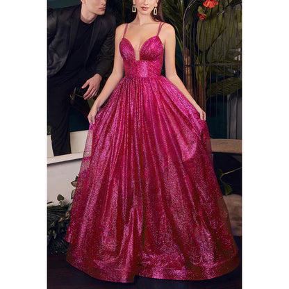 Sparkle Sweetheart Sheer Ruched Tulle A-Line Long Prom Evening Dress