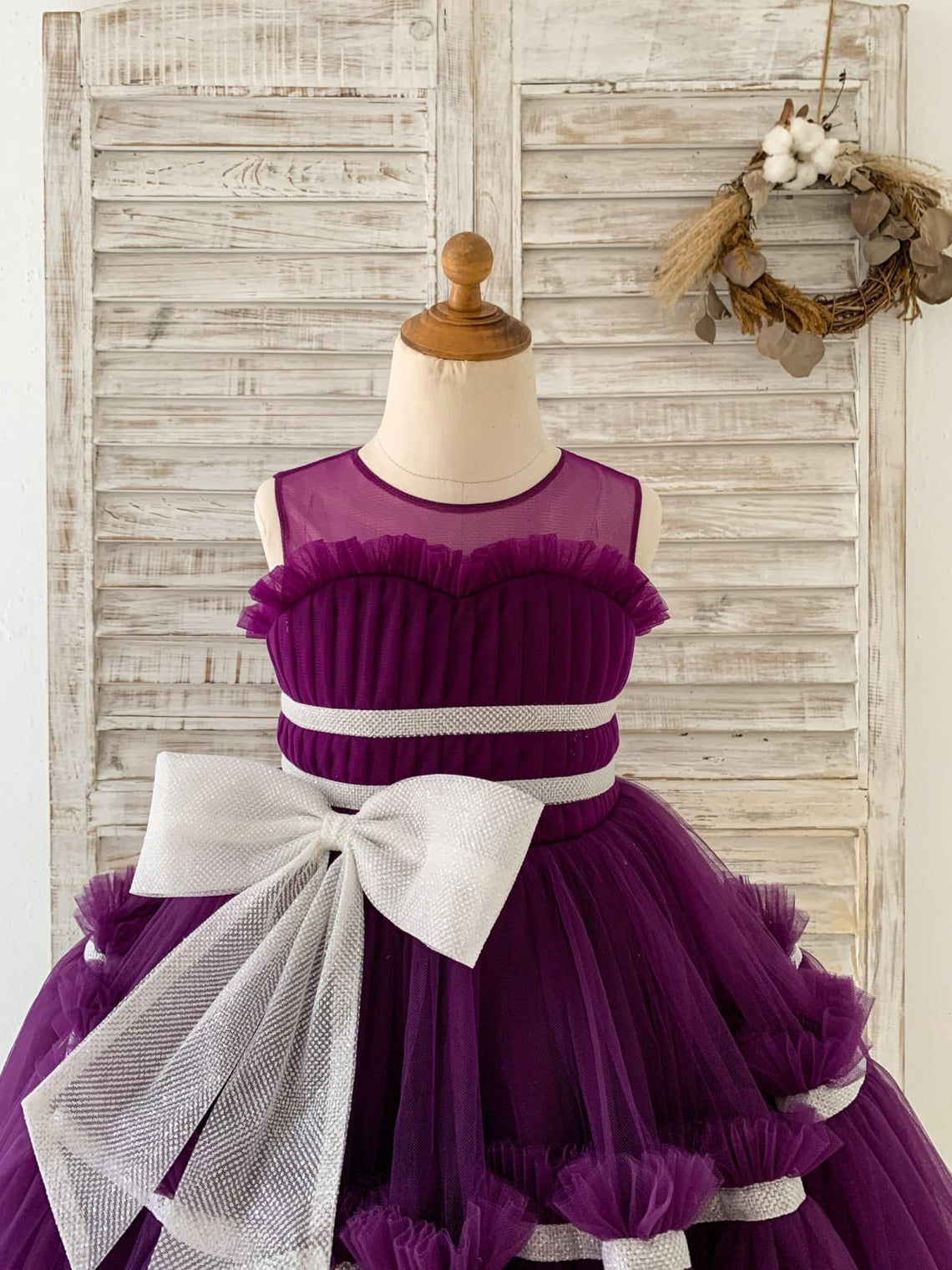 Tulle Tea-length Purple Dress (2003227603)